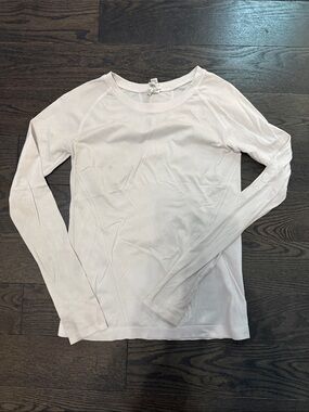 Athleta Light Pink Long-Sleeve Crew Neck Top by